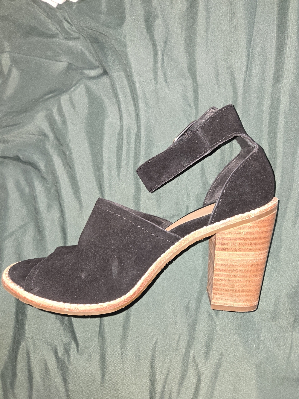 UGG Aja Black Suede Ankle Strap Heels - Picture 4 of 14
